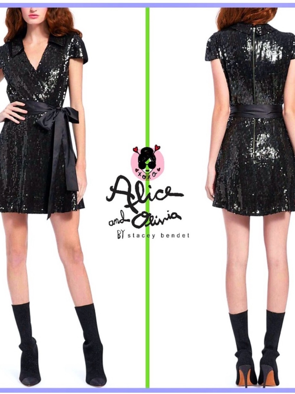 🏷 🆕 Alice + Olivia Bow Tie Sequin Bayley Dress